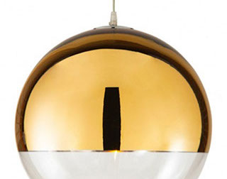 Light reflector that has been metallized gold in a half dome or 'bolio' finish png